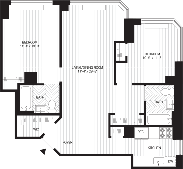 Residence E, Floors 9-29 (2br)