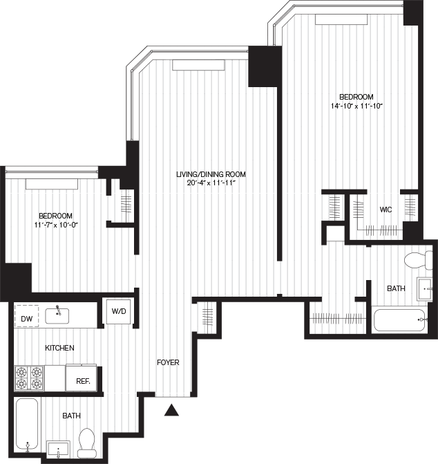 Residence G, Floors 9-29 (2br)